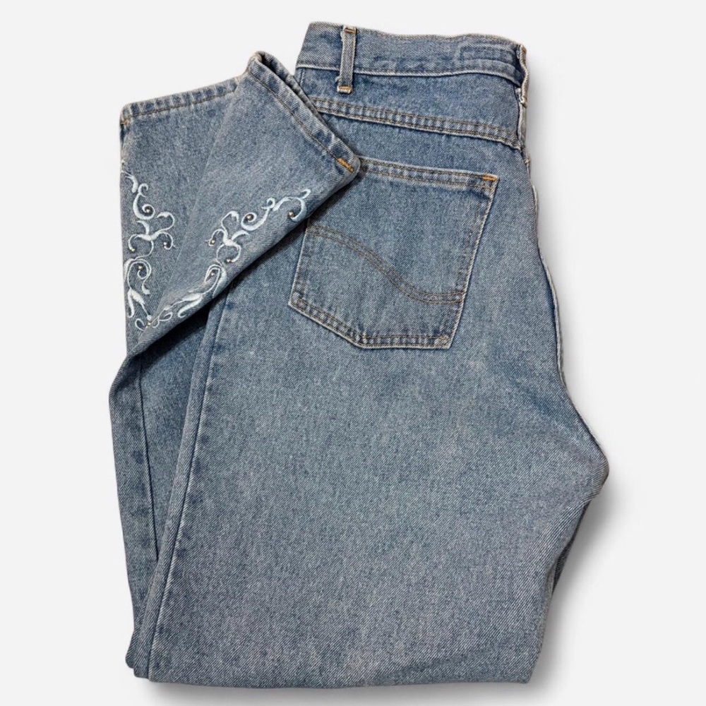 Roberto Jeans Light Blue Mom Jeans with Embroidered & Zippered Ankle